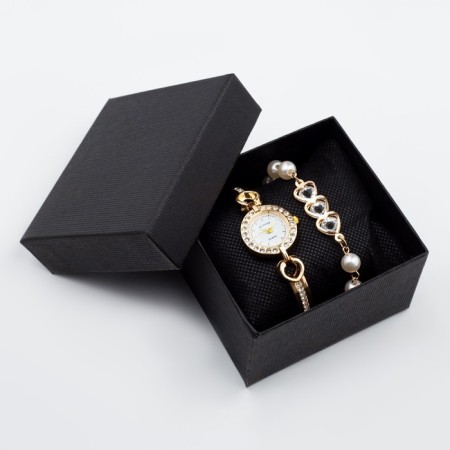 Women's gift set "Maiomi" 2 in 1: wrist quartz clock, bracelet, d-2.5 cm