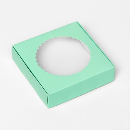 Gift box team with a window, green, 11.5 x 11.5 x 3 cm-2