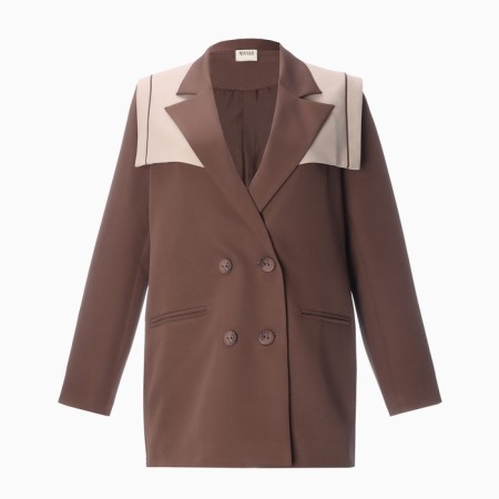 Women's jacket with Minaku scrap: Casual Collection Brown color, pr 50-9