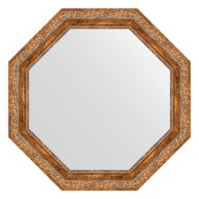 Mirror in the baguette frame, vignette antique bronze 85 mm, 75.4x75.4 cm