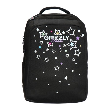 School backpack, 39 x 26 x 17 cm, Grizzly, "starfall", ergonomic back, black-2