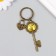 Metal keychain, glass "Castle-heart and key with the owl" bronze 10 cm