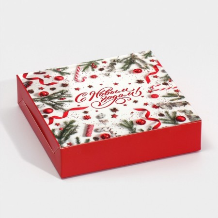 Folding box “Happy New Year!”, 14 x 14 x 3.5 cm, new year-1