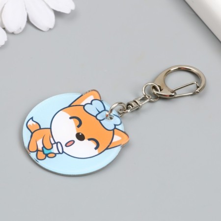 Acryl keychain "Fox with a glass" 4x3.8 cm-1