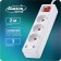 Extension cord Luazon Lighting, 3 sockets, 2 m, 10 A, 2200W, 2x0.75 mm2, 2xUSB, with excavation, b