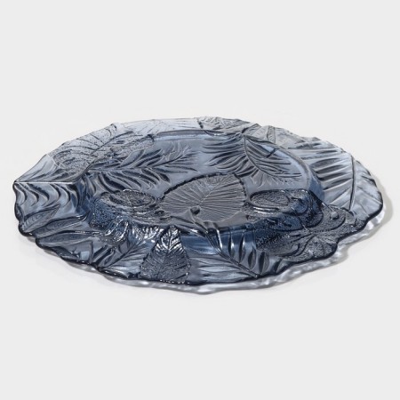 Glass dessert “Arabis”, D = 21.5 cm, Blue color-3