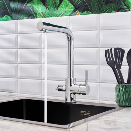 BouOU 91401 kitchen mixer, single -leaf, with switching a filter for drinking water, chrome-3