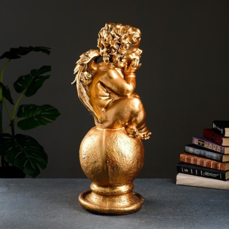 Figure "Angel on the Ball" Big Bronze 22x22x65cm-1
