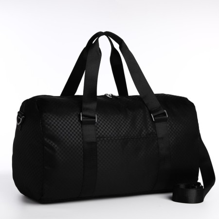 Road bag with lightning, external pocket, suitcase holder, long belt, black color