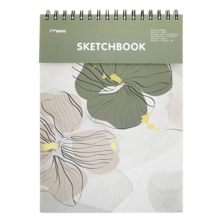 Sketchbook 21x29cm for pastel, 30 sheets "Flowers", hard cover, density 130 gr, mix-3