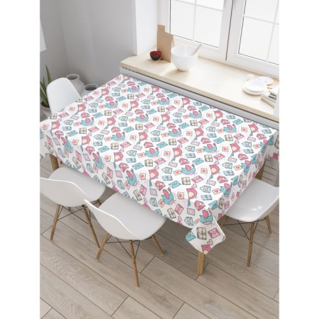 The tablecloth “Birds with a letter”, rectangular, Saten, size 120x145 cm