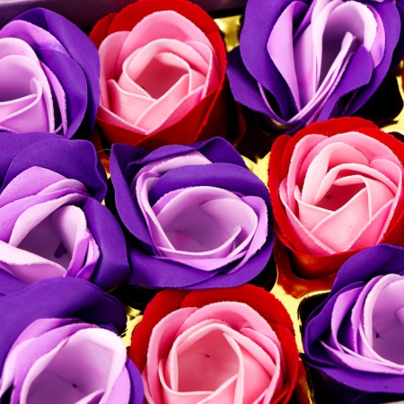 Soap roses of colored shades and a gold rose, set-3
