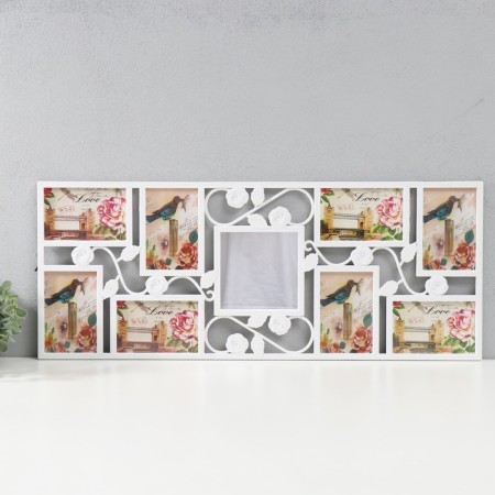 Photo frame in 8 photos 10x15 cm "roses" white 65.5x31 cm
