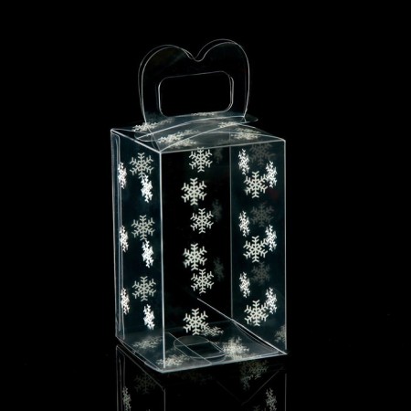 New Year. Box gift New Year's folding PVC "Snowflakes" 6 x 6 x 10 cm.-3
