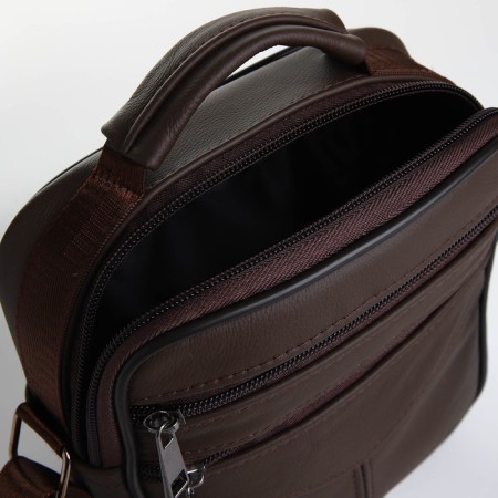 Male bag on lightning, long belt, brown color-4