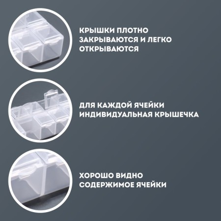 Organizer for decor, 10 cells, 8.7 × 4.3 × 2 cm, the color is transparent-2