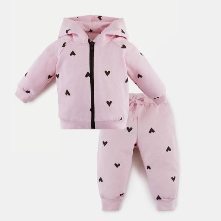 Kit: sweatshirt and pants crumb I am "hearts", pink, height 74-80 cm