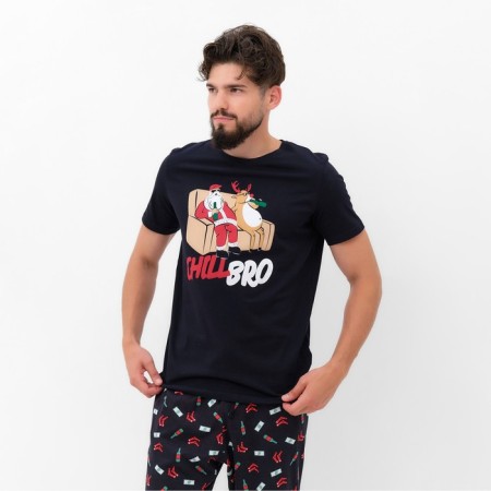 Pajama New Year's male KAFTAN "Chill Bro", black color, size 52-1