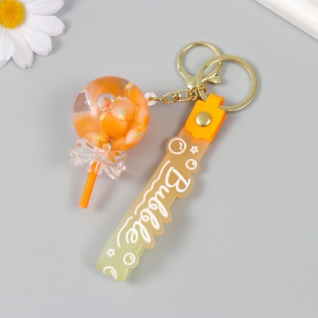 A plastic keychain with a carbine, a strap "Orange" water "water with decor1.8x5.3x5.6 cm-2