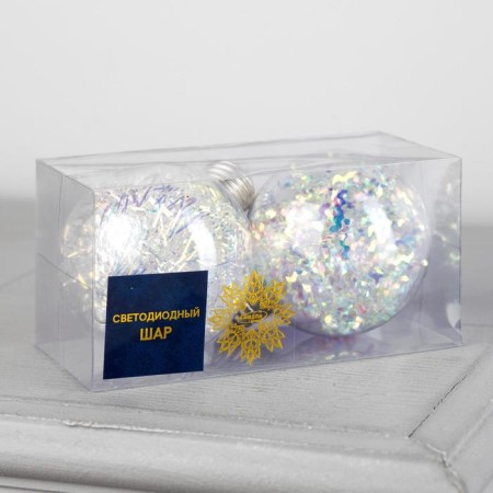 A set of Christmas tree balls "Brilliant" 2 pcs., Batteries, 1 LED, glow RGB-2