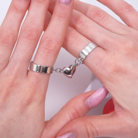 Rings "Demetrons" on the magnet, heart, color silver, dimensionless-2