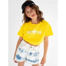 Top for a girl on an elastic band, height 140 cm, yellow color