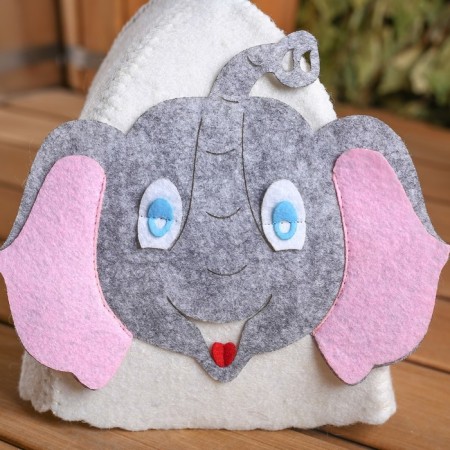 Bath cap with children's applique "Elephant" felt-4