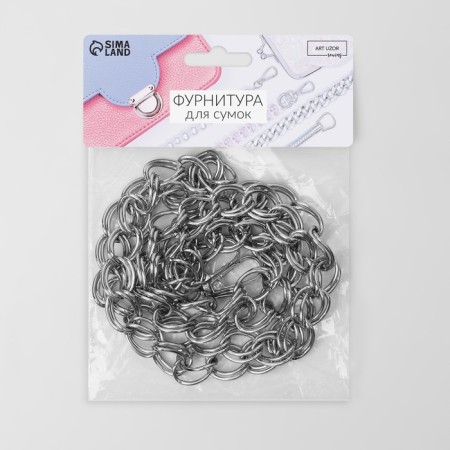 A chain for a bag, with carbines, metal, double, 19 × 14 mm, 120 cm, silver color-3