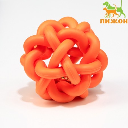 Rubber toy "molecule" with a bell, 4 cm, orange