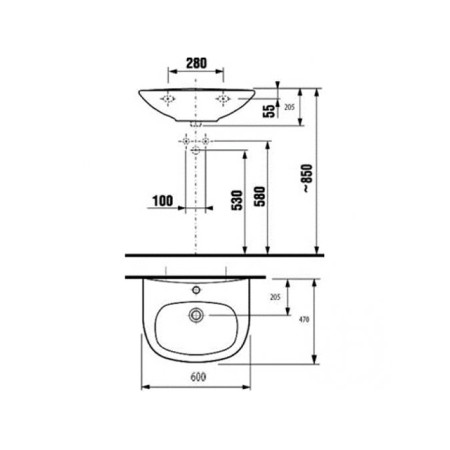 Jika Zeta suspension shell 60 x 47 cm, without a pedestal-1