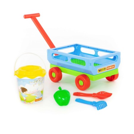 Set for playing in sand No. 420: cart, bucket, strainer, spatula, robbery, mold-4