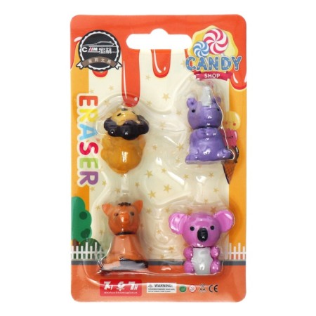 Set of curly erasers "animals", 4 pieces, mix-4