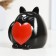 Piggy bank "Round Cat with Heart" Black, 14cm