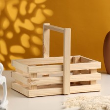 Kashpo wooden three -stringed with a wooden handle 24.5x14.5x20.5 cm natural