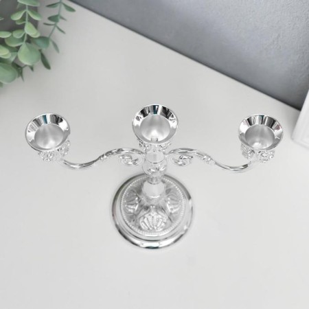 Summary Metal for 3 candles "Listopad" Color silver 20x21x8.5 cm-2