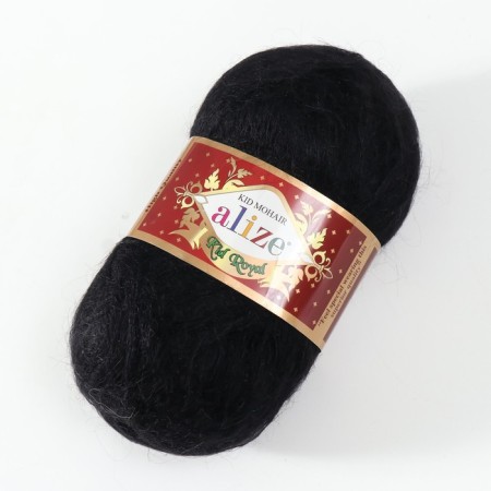 Yarn "KID Royal 50" 62% moher, 38% polyamide 500m/50g (60 black)-1