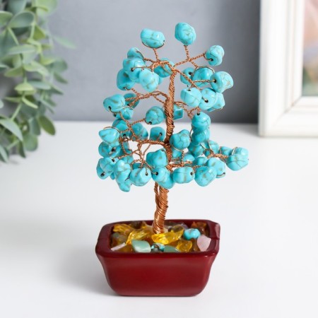 Bonsai souvenir "Cash tree with turquoise" 60 stones 16x7.5x5.5 cm-2
