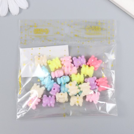 Beads for creativity Plastic "Bear. Pastel Tones" Nr 26 pcs 15 g 1.3x1.3 cm-2