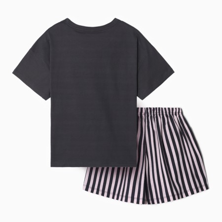Homemade set (T-shirt, shorts), graphite color Pink strip, river 52-5