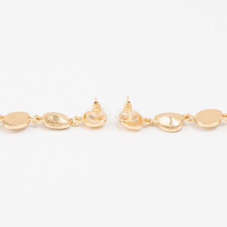 Earrings with bloom rhinestones, beige-brown in gold-2