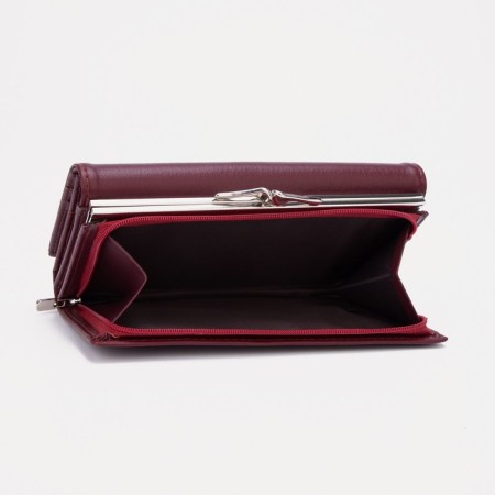 Women's wallet on magnets, burgundy color-4