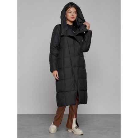 Coat insulated winter female, size 46, black color-5