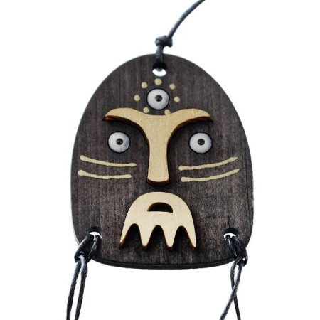 Autonomane "Shaman with a tambourine" cedar, a satellite amulet, mix-4