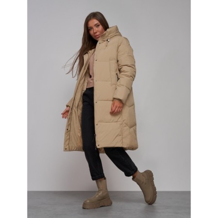 Coat insulated winter female, size 48, color light brown-15