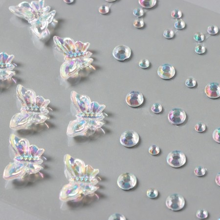 Stick plastic rhinestones "Flight of the butterfly" white 11x7.8 cm-2