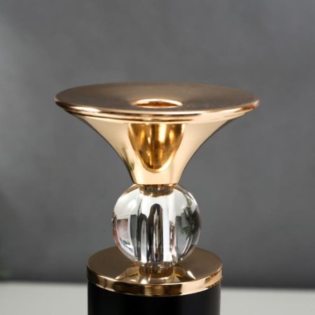 Summary Metal for 1 candle "Column with crystals" black with gold 30x12x12 cm-2