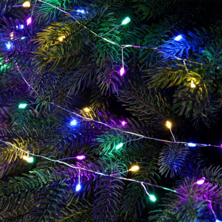 Garland "Mishura" 20 m Rosa, IP44, silver thread, 600 LED, 8 modes, glow of Multi, 18 V-1