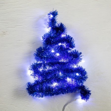 Garland "tinsel" 1 m dew, ip20, blue thread, 22 LED, 8 layers, d = 3 cm, white glow, CR2032X2