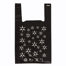 Polyethylene T -shirt packet 32 ​​+ 16 x 55 cm, 15 μm, black 