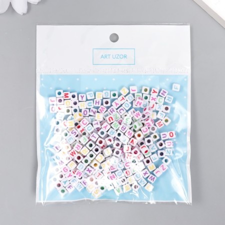 Beads for creativity plastic "English letters on a cube" Color set 20 g 0.5x0.5x0.5 cm-3